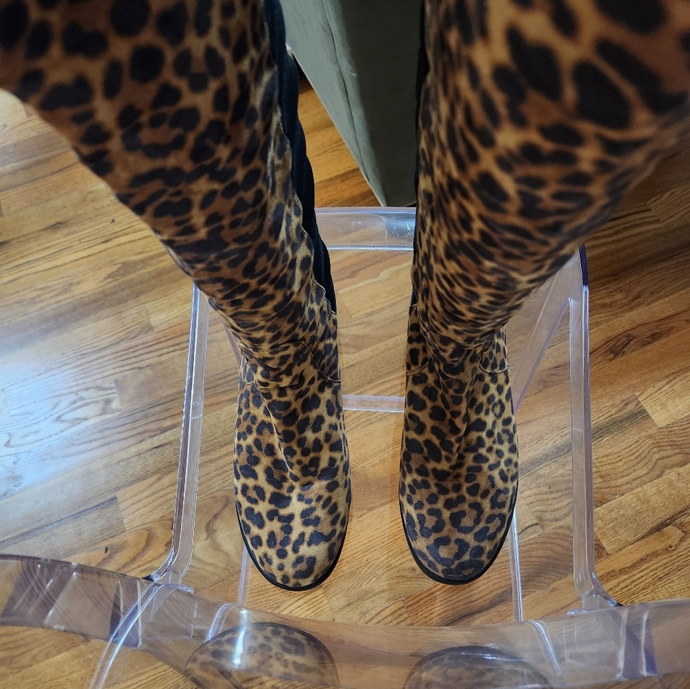 Unisa Over The Knee Leopard Print Boots - image 1